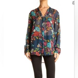 Kut from the Kloth, Sheer,Floral Button Down Shirt, Size Small